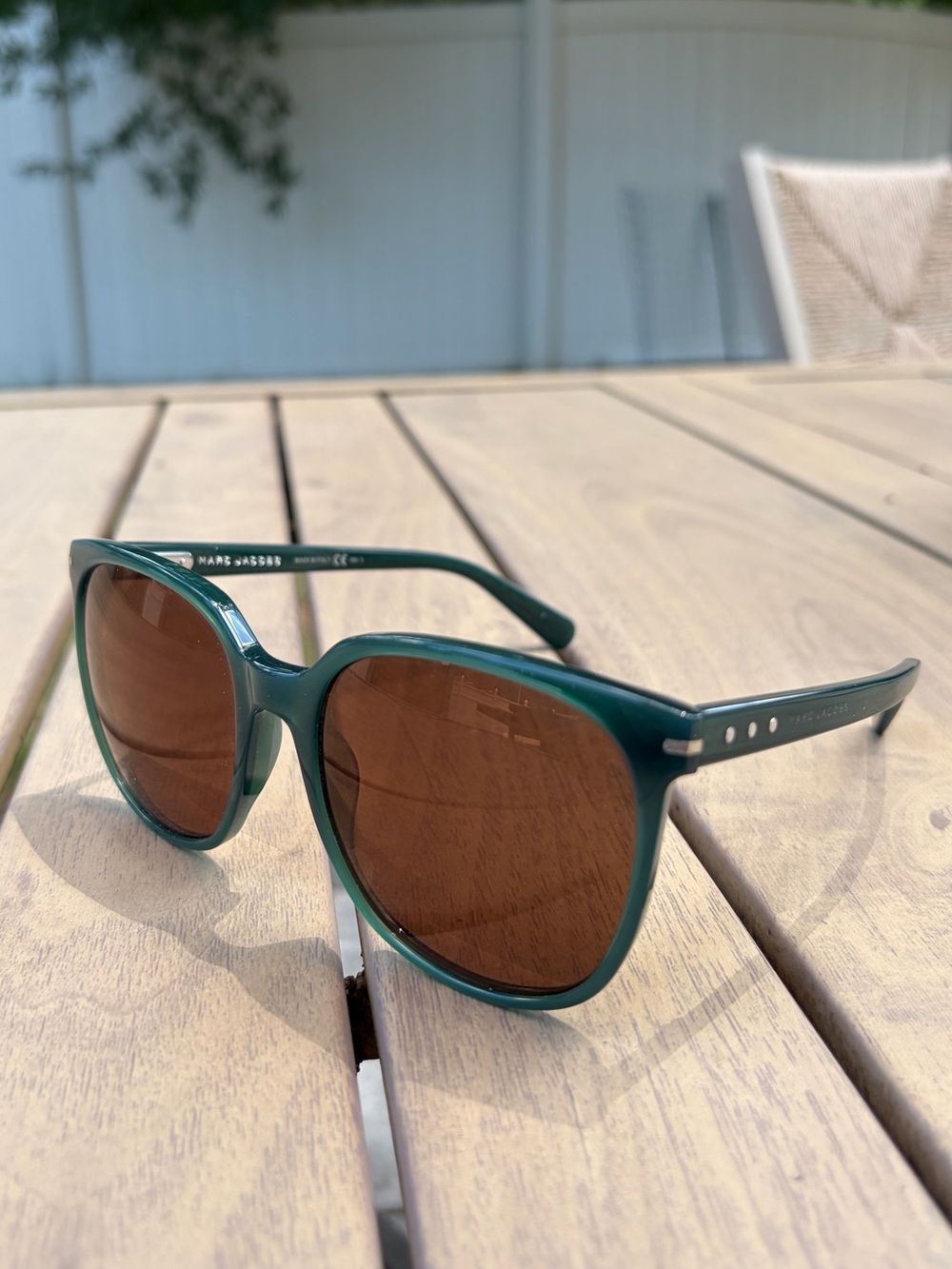 Marc Jacobs Teal Acetate Sunglasses with Brown Lenses